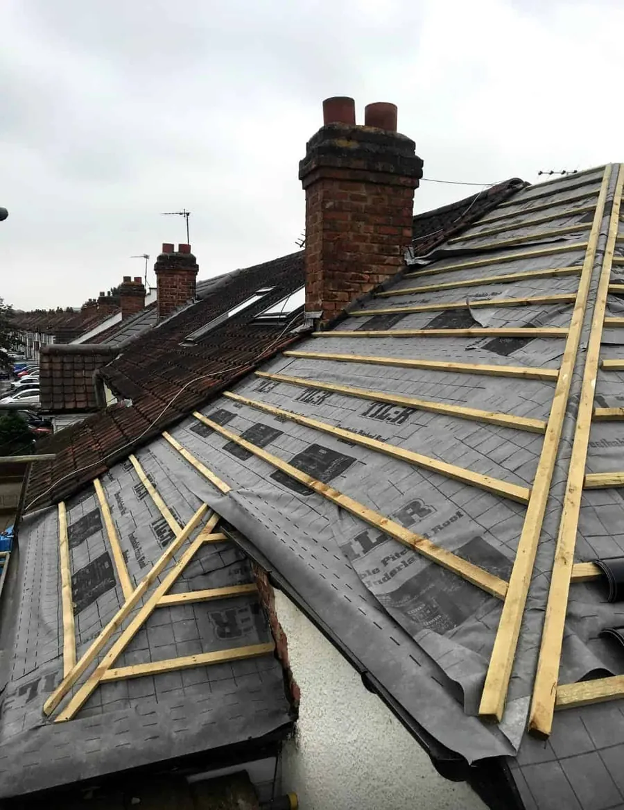 New battens and membrane ready for the covering