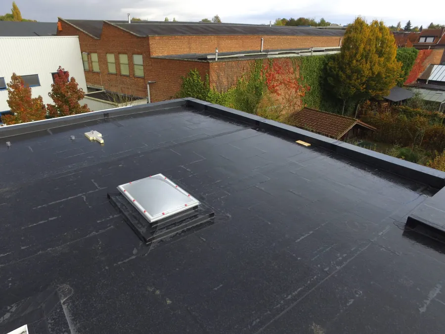 EPDM rubber flat roof with a rooflight