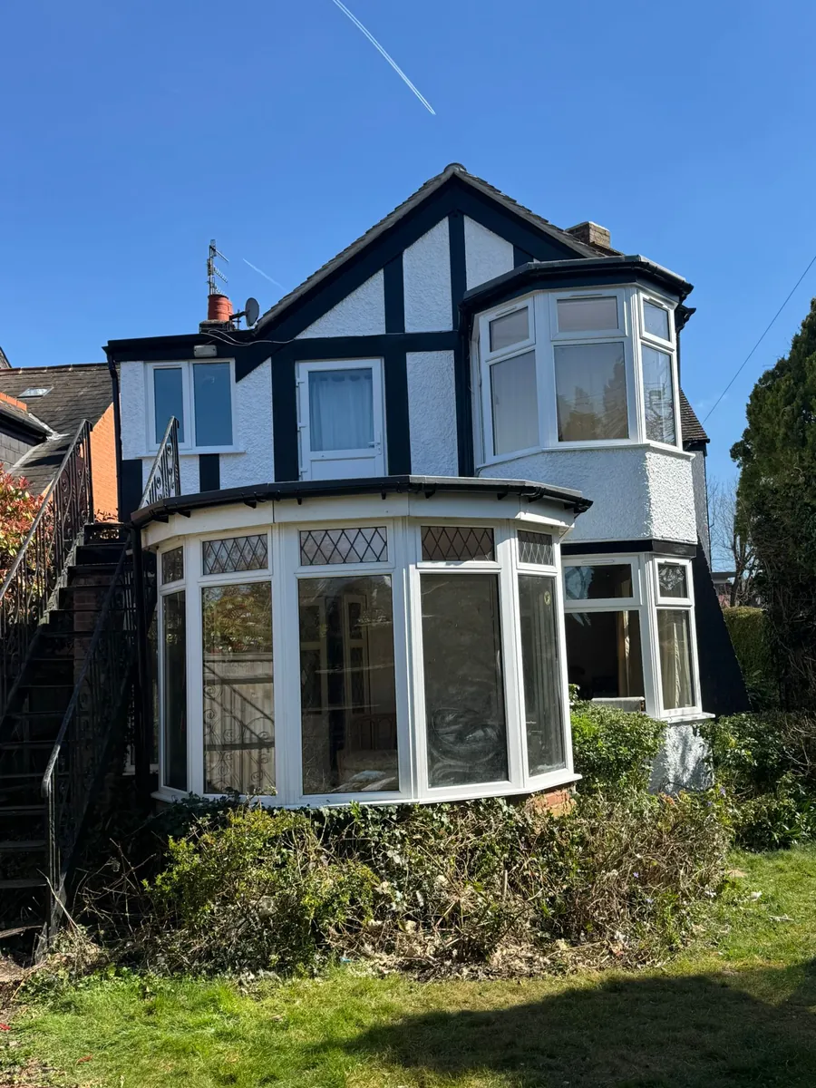 Mock-Tudor house front after exterior work