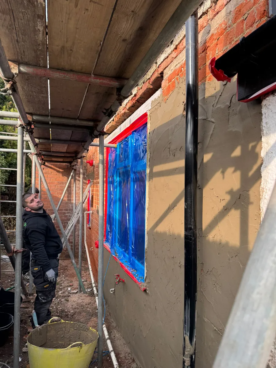 Wall prepared for render under scaffold
