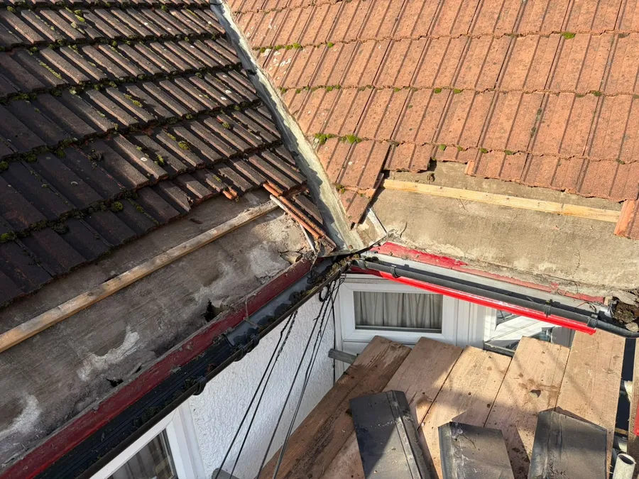 Valley and eaves opened up for repair