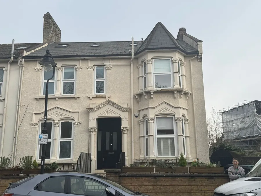 Victorian villa with scaffold up for roof work